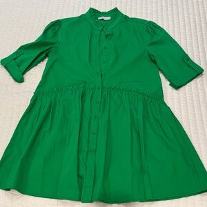 Taylor Tillman Vibrant Green Button-Up Dress XS